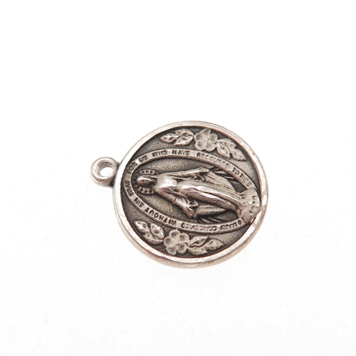 Bliss 925 Sterling Silver Vintage Saint Mary Miraculous Oxidized Charm Pendant