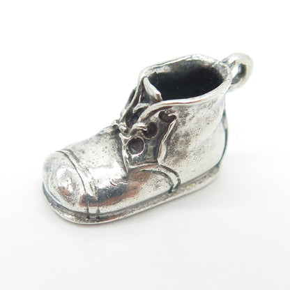 925 Sterling Silver Vintage Boot Shoe 3D Charm Pendant