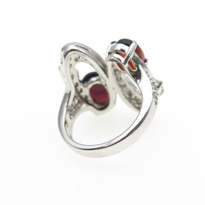 925 Sterling Silver Round-Cut C Z Modernist Ring Size 6.25