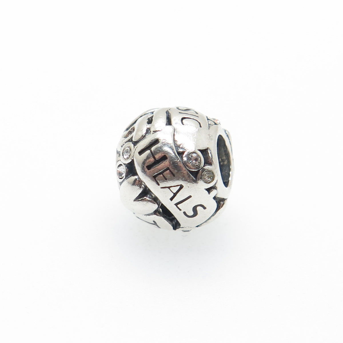 CHAMILIA 925 Sterling Silver Round-Cut C Z Music Heals The Soul Bead Charm