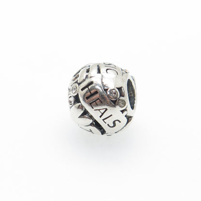CHAMILIA 925 Sterling Silver Round-Cut C Z Music Heals The Soul Bead Charm