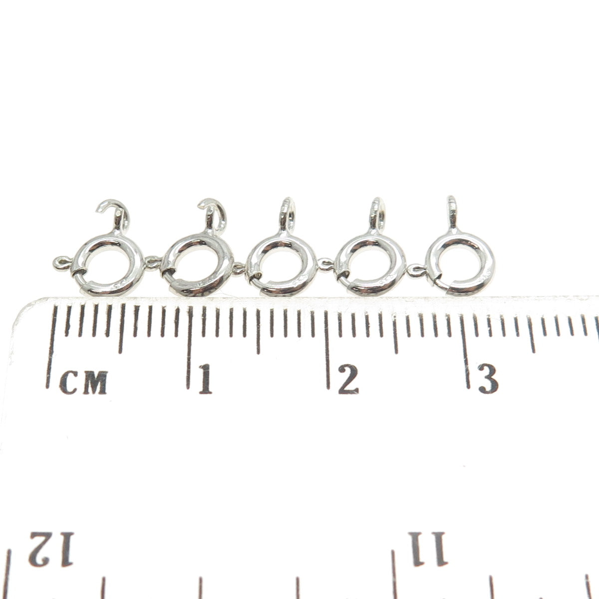 925 Sterling Silver SET of 5 Spring Ring Lock Clasps For Bracelet & Necklace