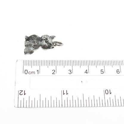 925 Sterling Silver Vintage Cat Oxidized Minimalist Charm Pendant