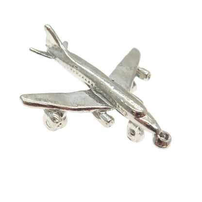 925 Sterling Silver Vintage Airplane 3D Pendant