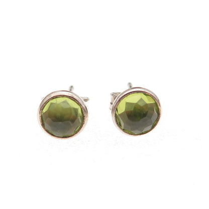 Pandora 925 Sterling Silver Real Peridot August Birthday Blooms Stud Earrings