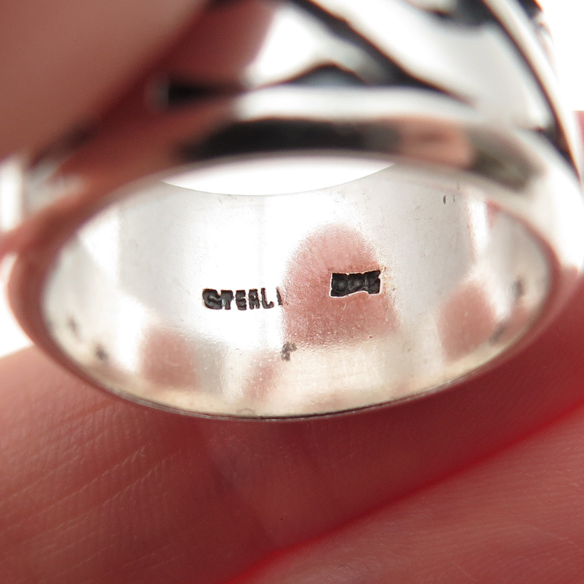 925 Sterling Silver Vintage Modernist Oxidized Band Ring Size 8.5