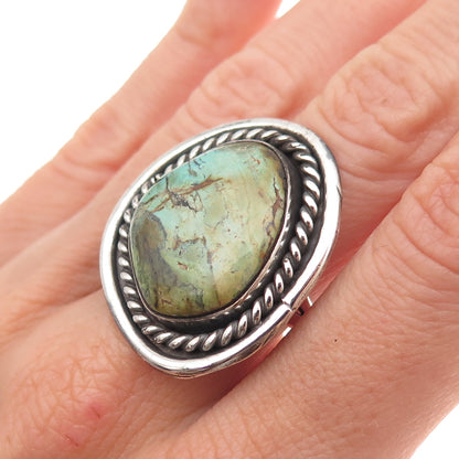 Old Pawn 925 Sterling Silver Vintage Southwestern Turquoise Tribal Ring Size 6.5