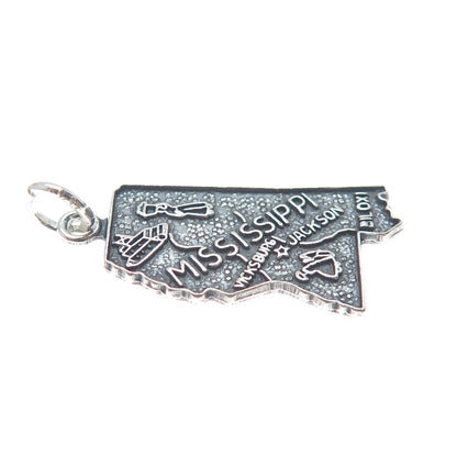 FRENCH & FRANKLIN 925 Sterling Silver Vintage Mississippi Oxidized Mini Pendant