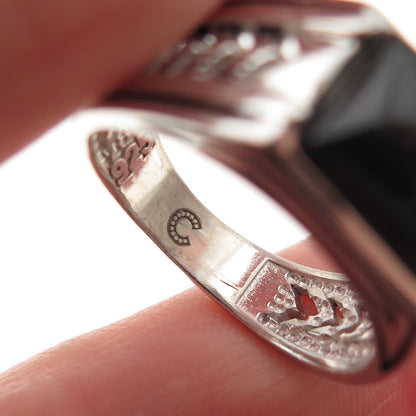 CHIMODA 925 Sterling Silver Real Black Onyx Arrow Ring Size 10.25