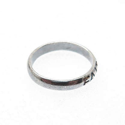 KEN CRAFTS 925 Sterling Silver Vintage Faith Oxidized Band Ring Size 7.75