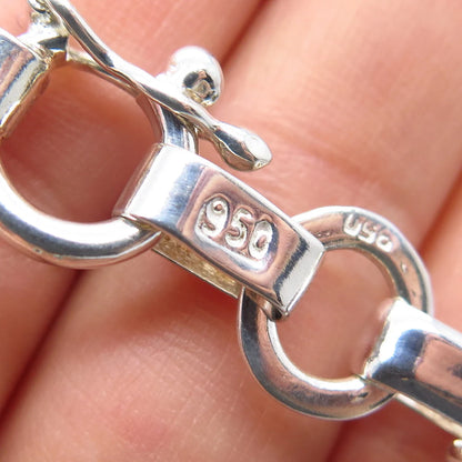 950 Silver Vintage Bar Rolo Link Bracelet 7.5"