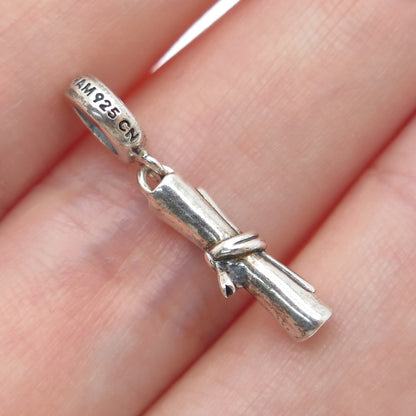 CHAMILIA 925 Sterling Silver 2015 Graduation Diploma Scroll Dangle Charm
