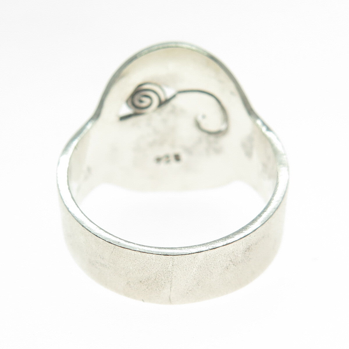 925 Sterling Silver Vintage Modernist Rose Flower Spiral Ring Size 7