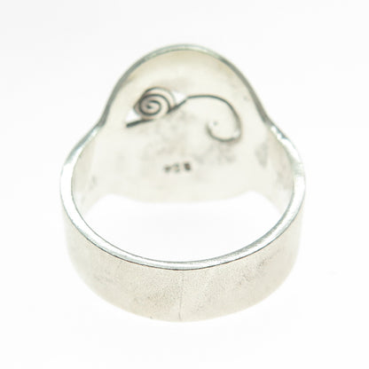 925 Sterling Silver Vintage Modernist Rose Flower Spiral Ring Size 7