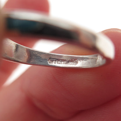 Old Pawn 925 Sterling Silver Vintage Southwestern Turquoise Inlay Ring Size 6