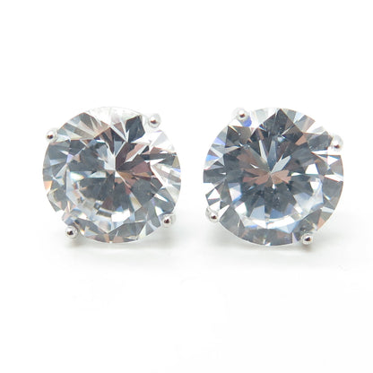 HAN 925 Sterling Silver Round-Cut White C Z Stud Earrings