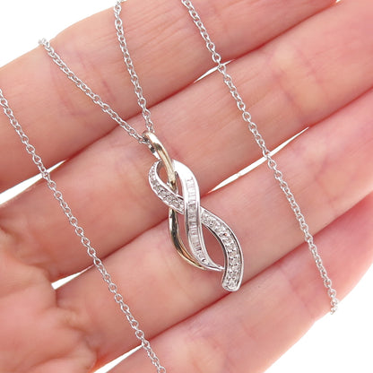 Sun 925 Sterling Silver 14K Gold Real Diamond Infinity Cable Chain Necklace 18"