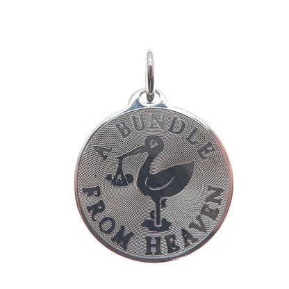 A & Z 925 Sterling Silver Vintage A Bundle from Heaven Stork Charm Pendant