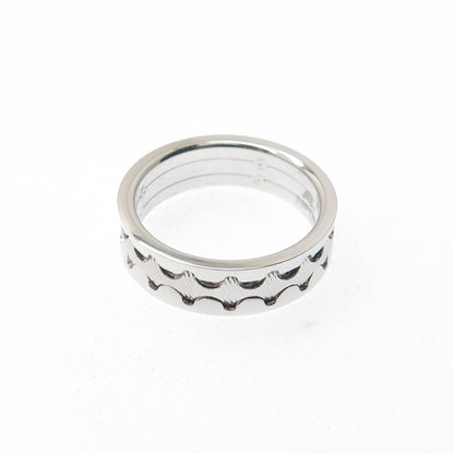 NEOS 925 Sterling Silver Textured Wave Band Ring Size 8.75