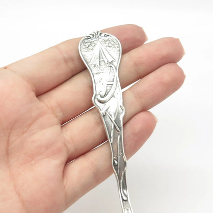 925 Sterling Silver Antique Art Deco Mechanics New Jersey States & Cities Spoon