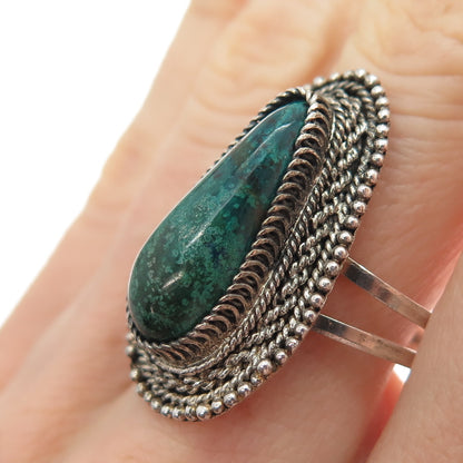 935 Silver Vintage Israel Real Eilat Adjustable Ring Size 9.5 (missing 1 bead)