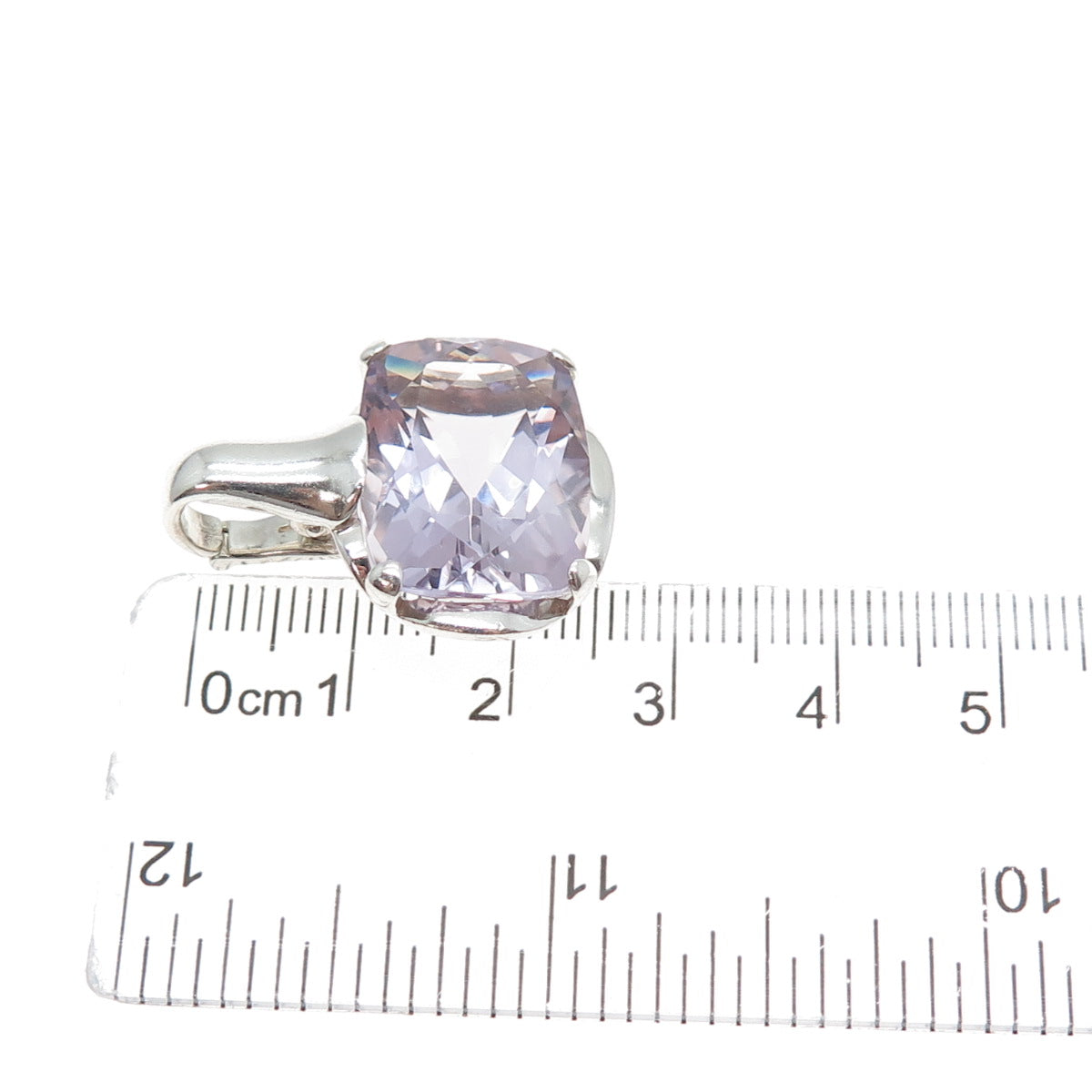 CNA PRANDA 925 Sterling Silver Vintage Real Cushion-Cut Amethyst Charm Pendant