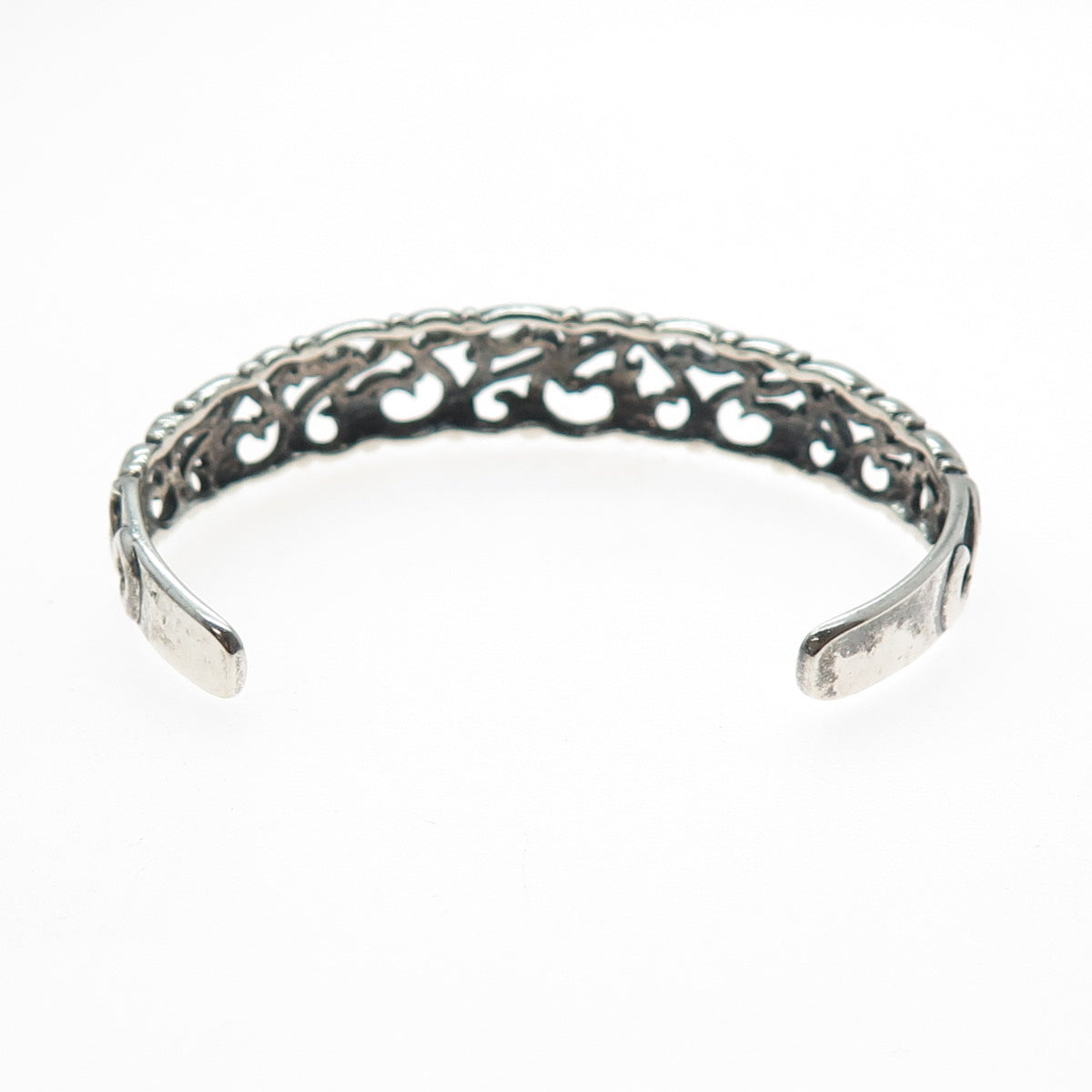 KABANA 925 Sterling Silver Vintage Swirl Oxidized Adjustable Cuff Bracelet 6.75"