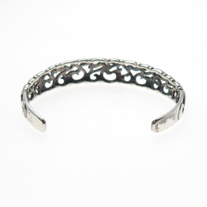 KABANA 925 Sterling Silver Vintage Swirl Oxidized Adjustable Cuff Bracelet 6.75"