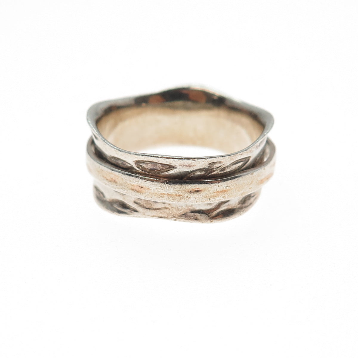 925 Sterling Silver Vintage Modernist Rotating Band Ring Size 7