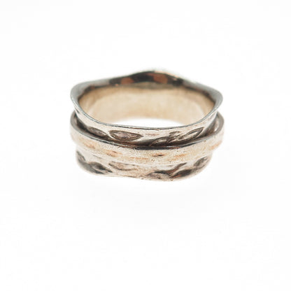 925 Sterling Silver Vintage Modernist Rotating Band Ring Size 7
