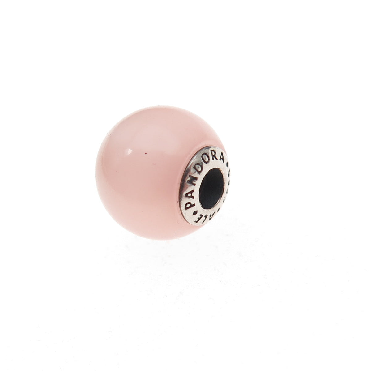 Pandora 925 Sterling Silver Real Rose Quartz Essence Caring Slide Bead Charm