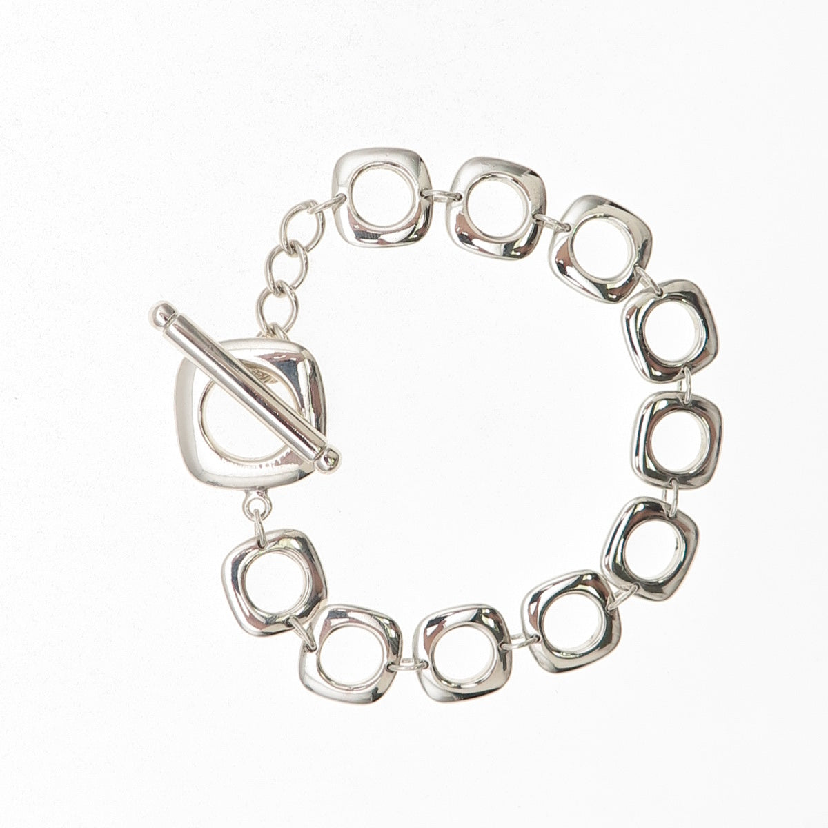 Tiffany & Co. 925 Sterling Silver Vintage Cushion Square Link Bracelet 7"