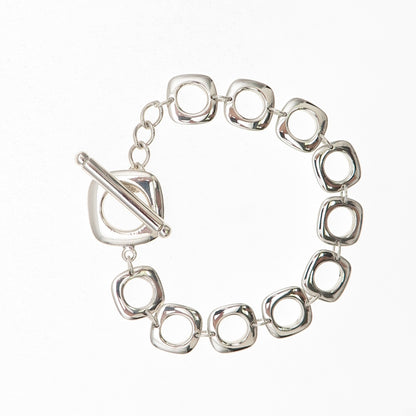 Tiffany & Co. 925 Sterling Silver Vintage Cushion Square Link Bracelet 7"