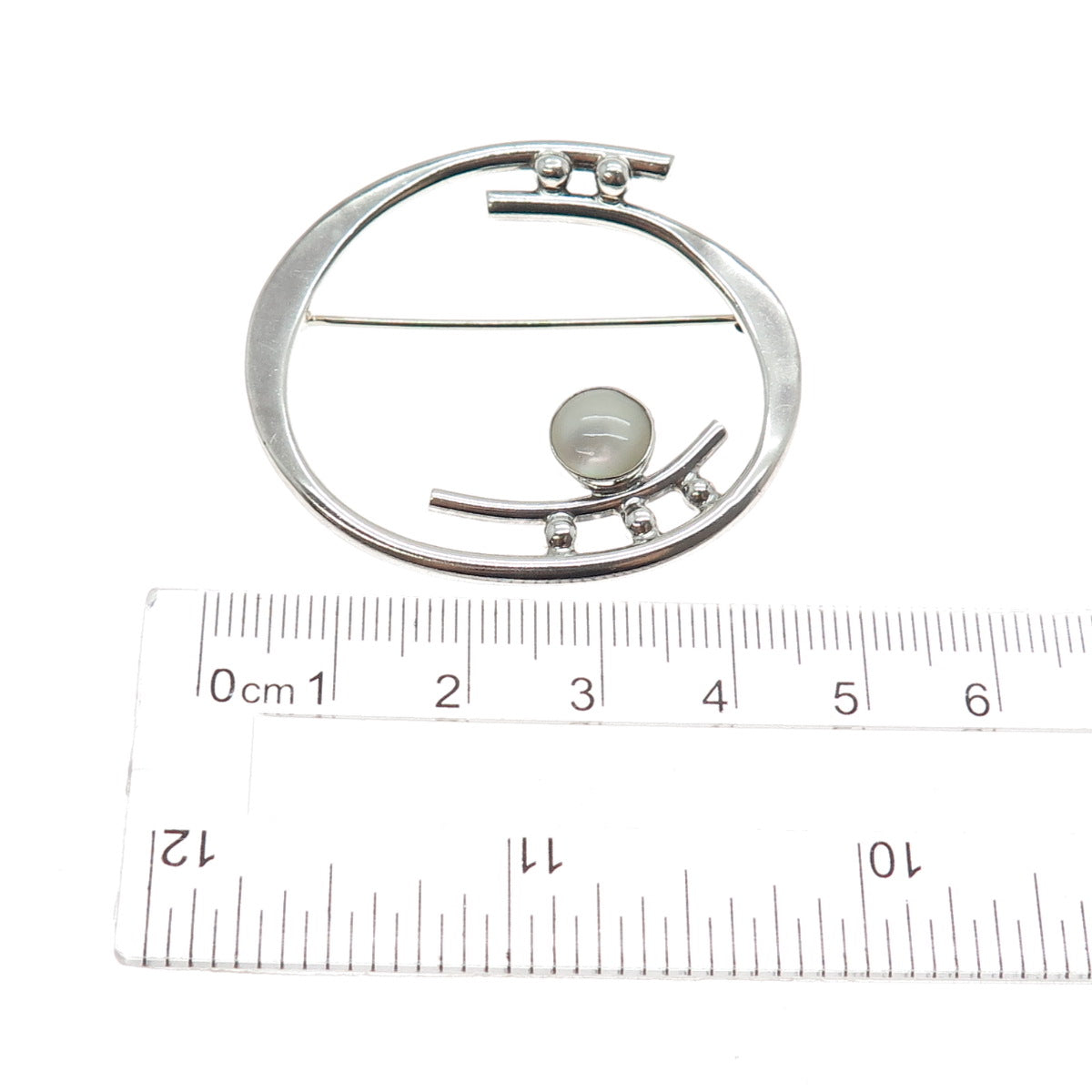 925 Sterling Silver Vintage MCW Artisan Real MOP Modernist Pin Brooch