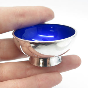 MEKA 925 Sterling Silver Vintage Denmark Guilloche Enamel Salt Cellar