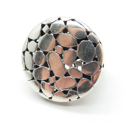 925 Sterling Silver Vintage Pebble Wide Ring Size 7