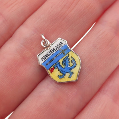 Fritz Reu & Co. 835 Silver Vintage Enamel Munsterlager Mini Charm Pendant