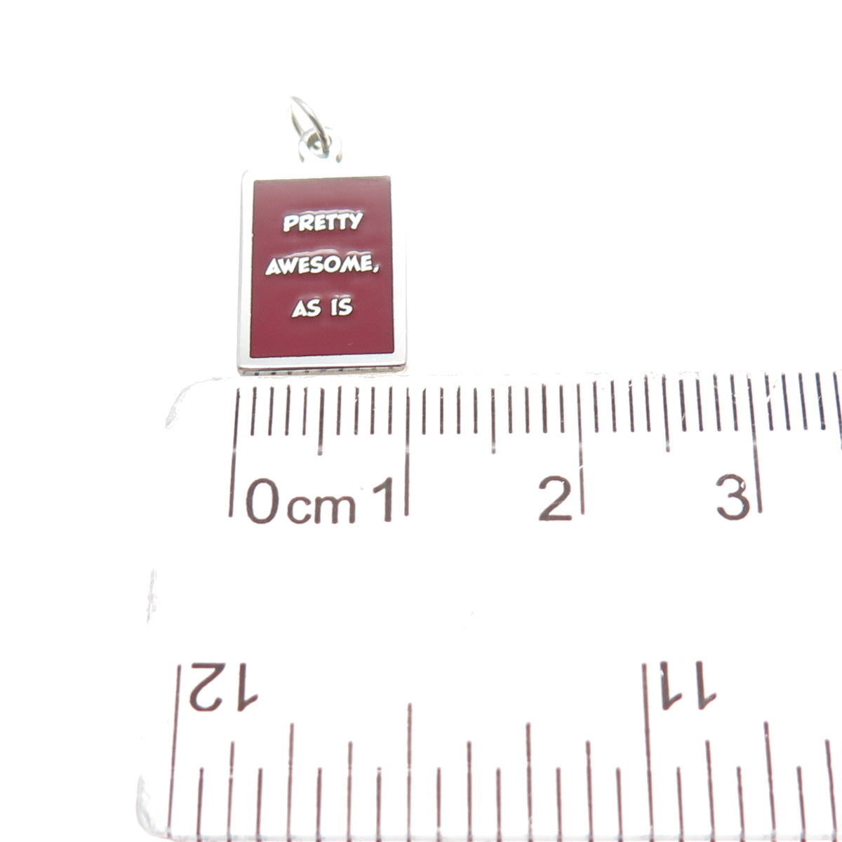 925 Sterling Silver Red Enamel Pretty Awesome, As Is Minimalist Charm Pendant