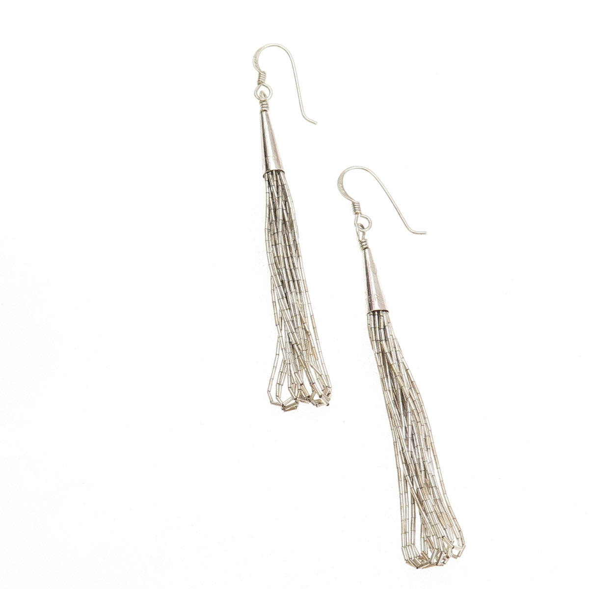 Old Pawn 925 Sterling Silver Vintage Southwestern Liquid Chain Dangle Earrings