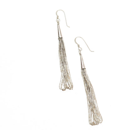 Old Pawn 925 Sterling Silver Vintage Southwestern Liquid Chain Dangle Earrings