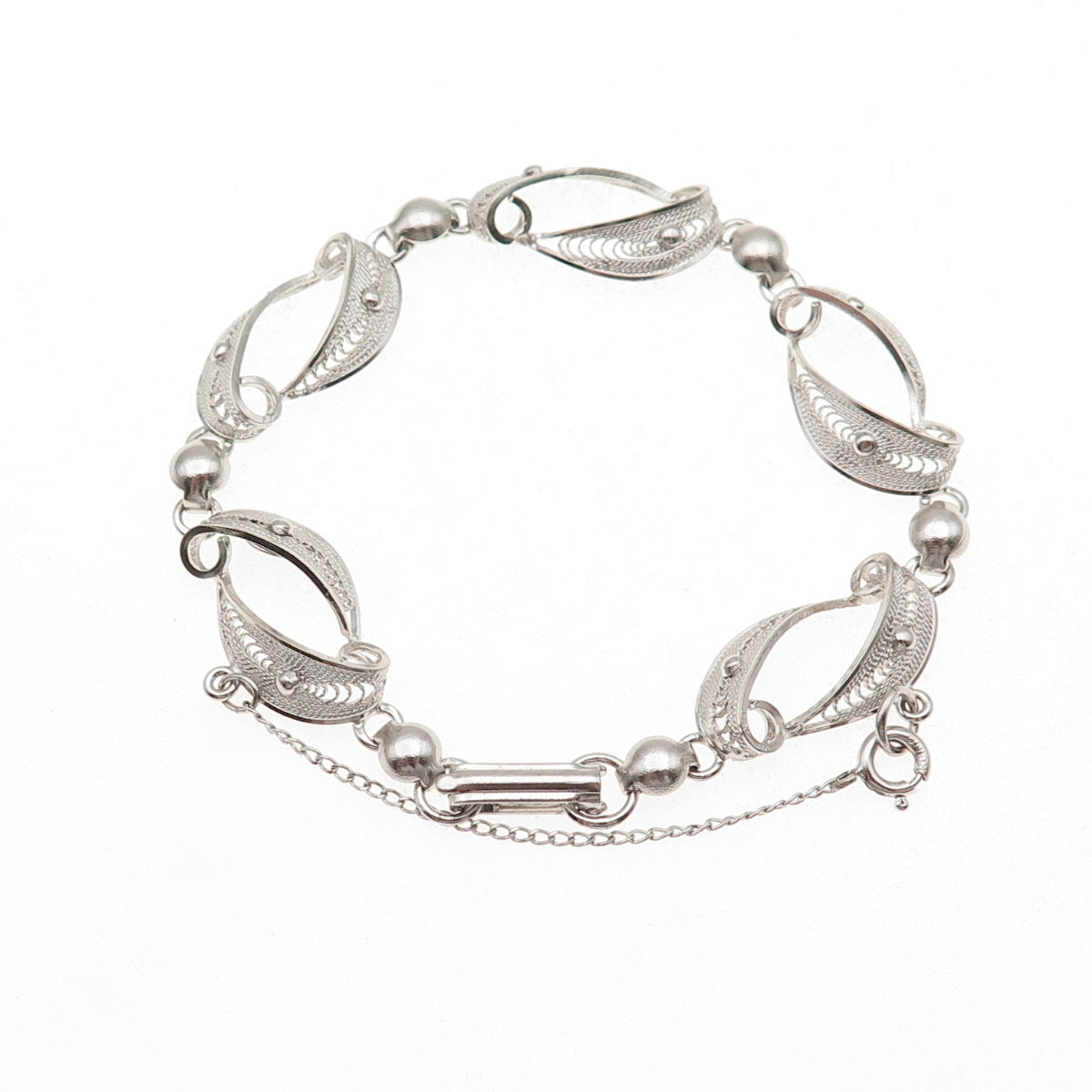 Sorrento 925 Sterling Silver Vintage Filigree Bracelet 7"