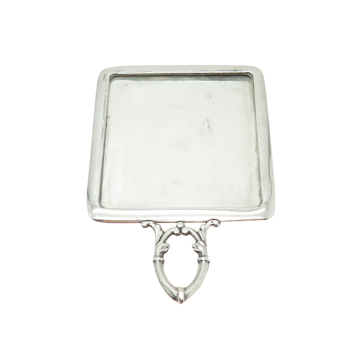 925 Sterling Silver Antique Art Deco Enamel Lady & Dog Mirror Frame