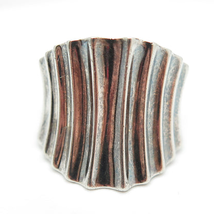 ROSS SIMONS 925 Sterling Silver Vintage Ribbed Ring Size 8.25