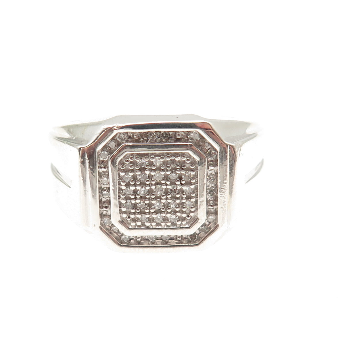 SLV Sadye L Vassil 925 Sterling Silver Real Round-Cut Diamond Ring Size 10