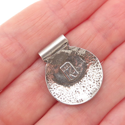 925 Sterling Silver Vintage Modernist Crescent Oxidized Slide Charm Pendant