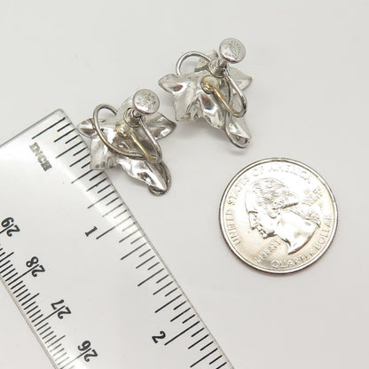 925 Sterling Silver Vintage Carl Art Leaf Screw Back Earrings