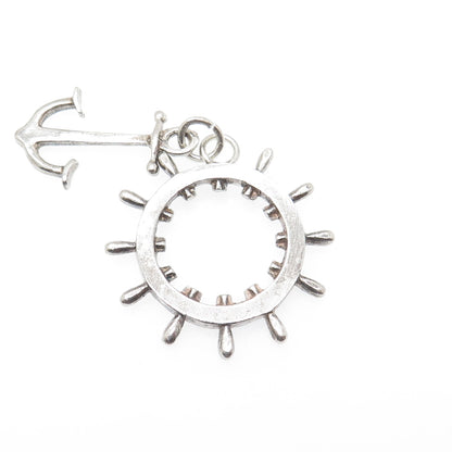 WILMOT & ROBERTS 925 Sterling Antique 1898 Birmingham Anchor Ship Wheel Pendant