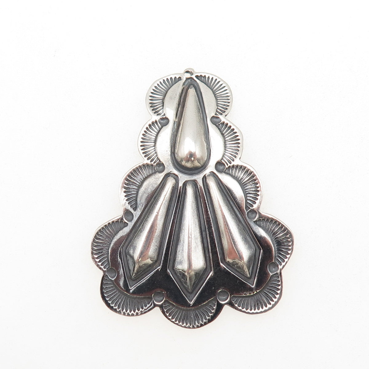 Old Pawn 925 Sterling Silver Vintage Southwestern Oxidized Tribal Charm Pendant