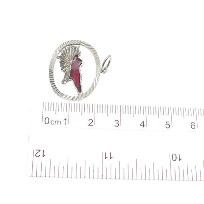 925 Sterling Silver Vintage Enamel Modernist Charm Pendant