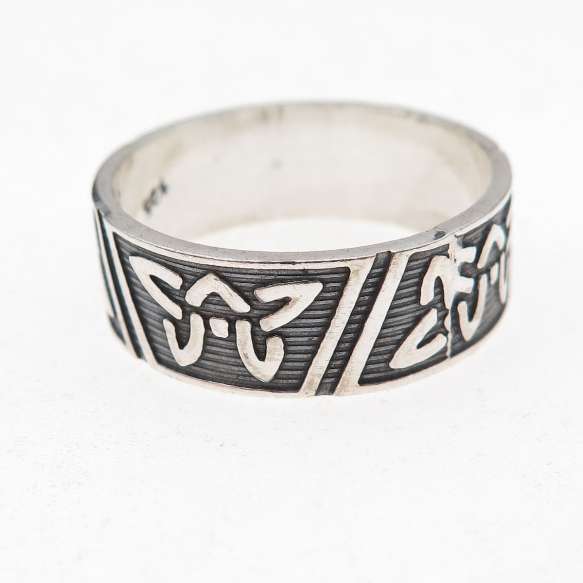 925 Sterling Silver Vintage Celtic Knot Oxidized Band Ring Size 13